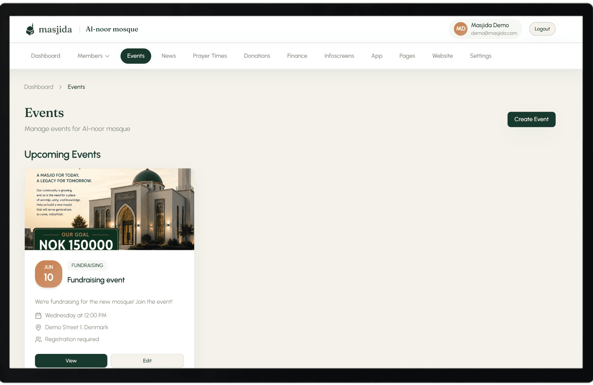 Events dashboard