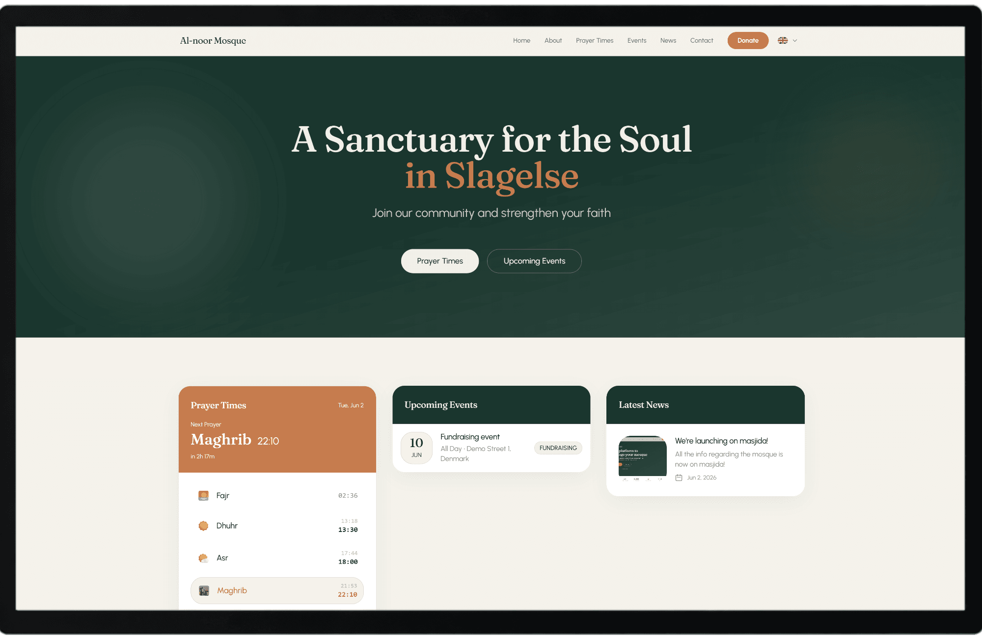 Custom website dashboard