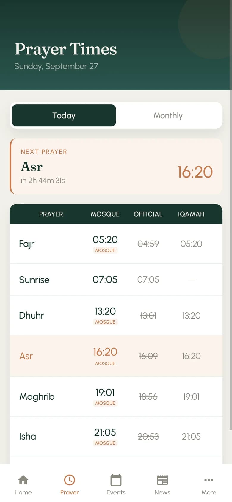 Live Prayer Times