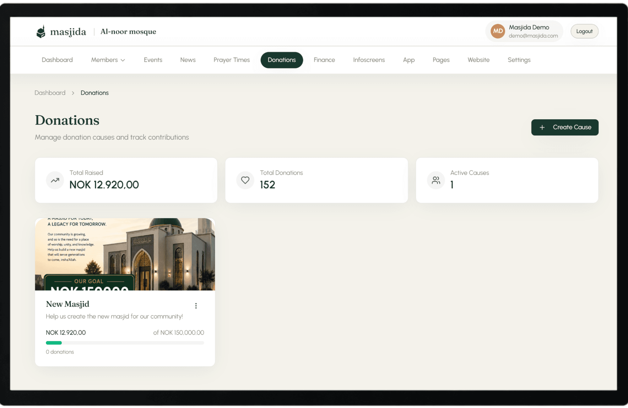 Donations dashboard