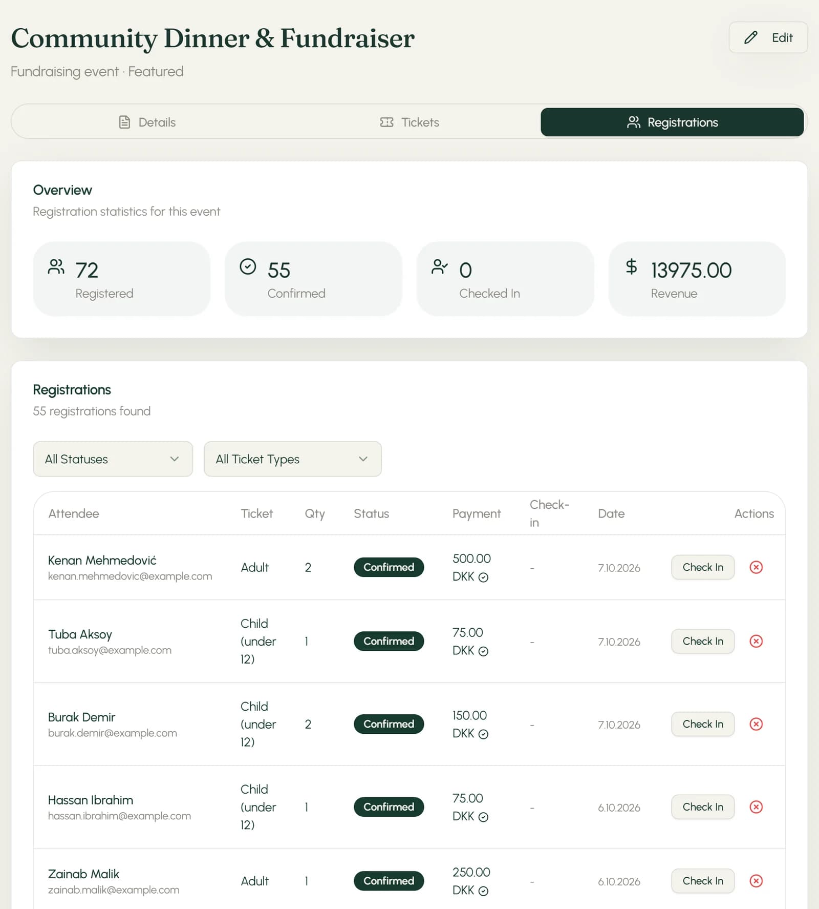 Attendee List and Check-in