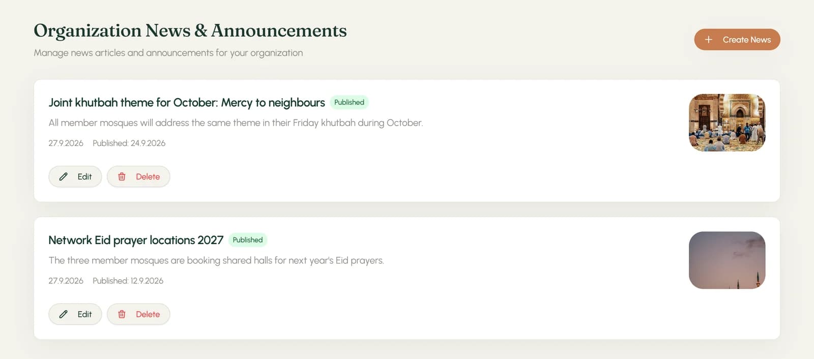 Shared News and Events