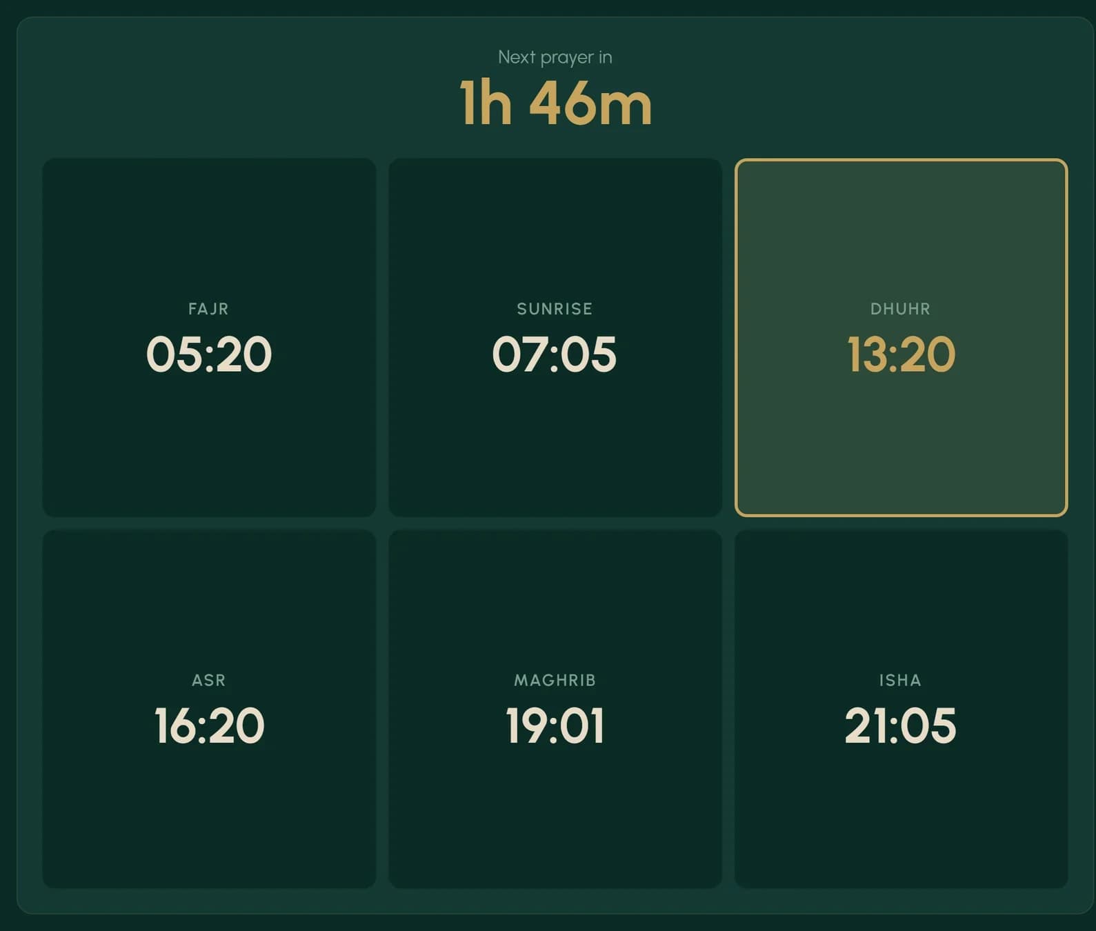 Live Prayer Times